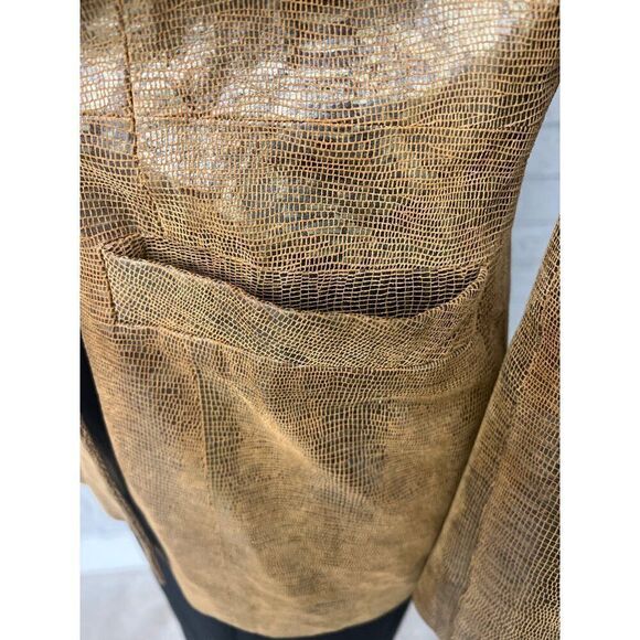 Vintage Cache Women Gold Snakeskin Leather Jacket Size 4 - Picture 5 of 11